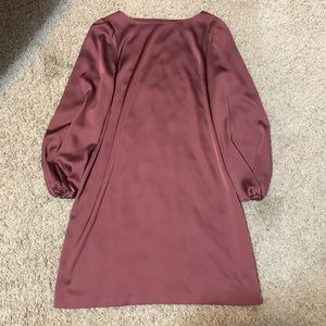 Ann Taylor Maroon Silky Long-sleeved Dress